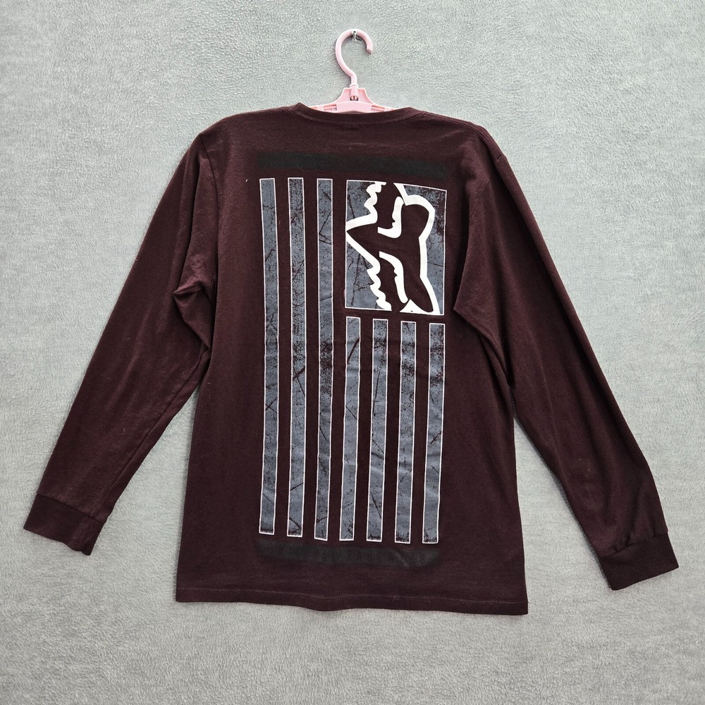 Fox‎ Men Shirt M Red Buckle Logo Graphic Long Sleeve Logo Cotton Polyester Tee